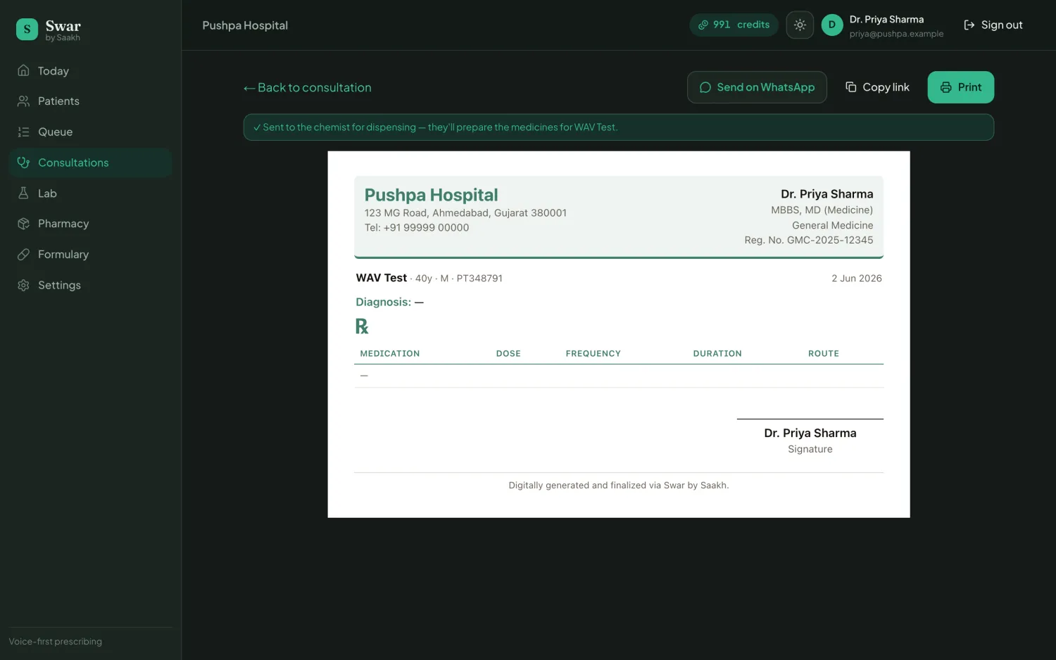 Finalized e-prescription + share